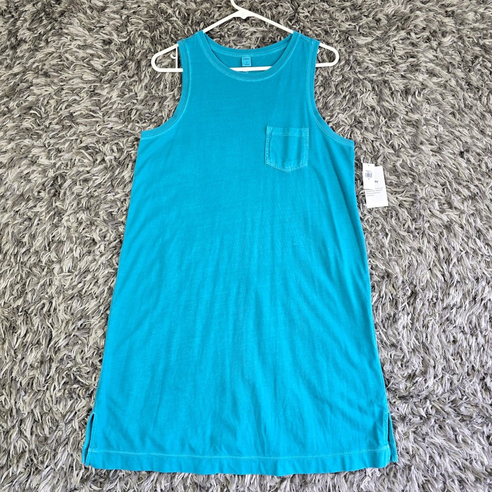 Old Navy Womens Teal Blue Cotton Sleeveless Pocket T-Shirt Dress Size M